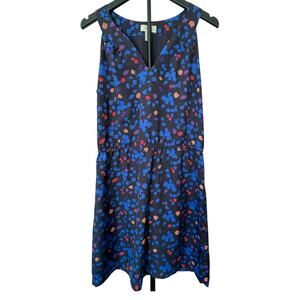 Loft 12P Lined Sleeveless Dress - Blue Floral Petite - Excellent Condition